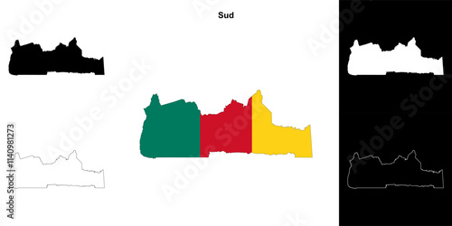 Sud region outline map set