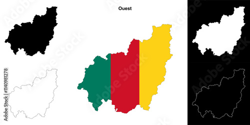 Ouest region outline map set