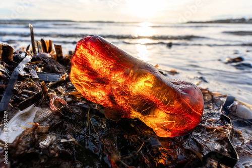 Fototapeta Naklejka Na Ścianę i Meble -  amber on the beach at sunset