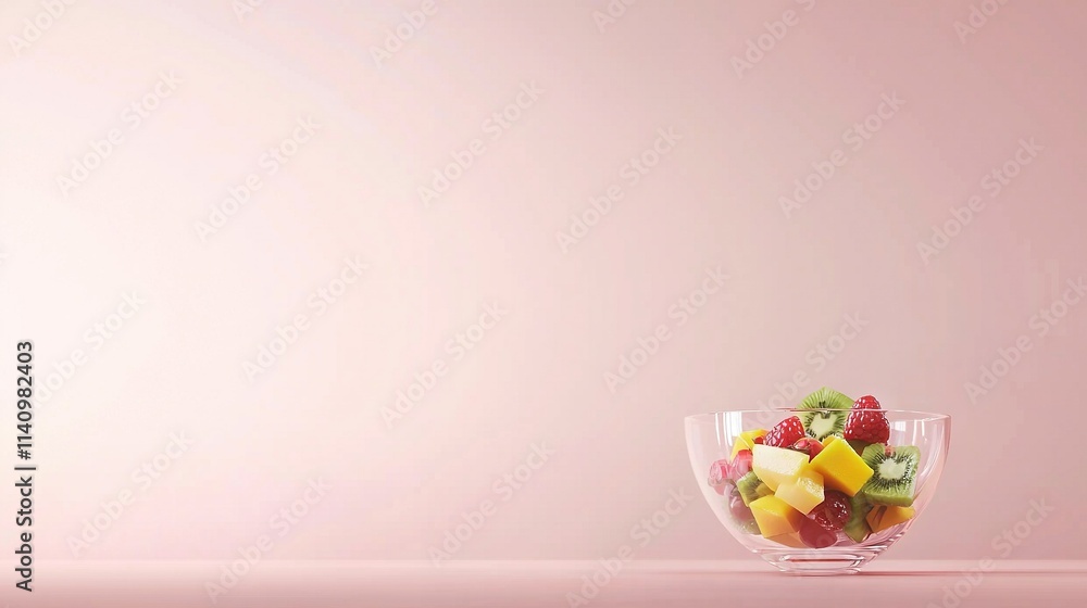 A bowl brimming with various fruits atop a pink table alongside a pink wall A bowl brimming with various fruits atop a pink table alongside a pink wall