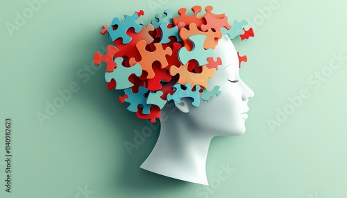 Wallpaper Mural Womans silhouette with colorful puzzle pieces symbolizing creativity and problem solving Torontodigital.ca