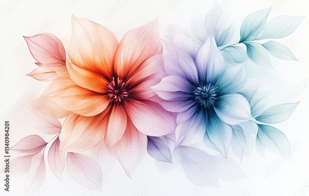 Fototapeta premium Soft Floral Watercolor Painting with Gentle Tones
