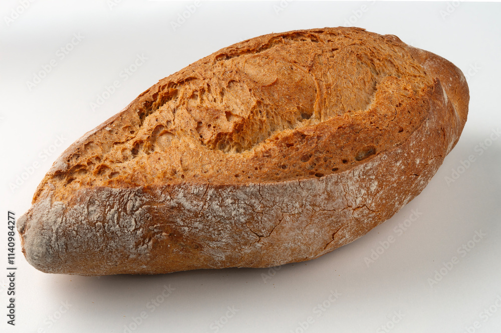 Typical Italian medium bread with sourdough isolated on white background Typical Italian medium bread with sourdough isolated on white background