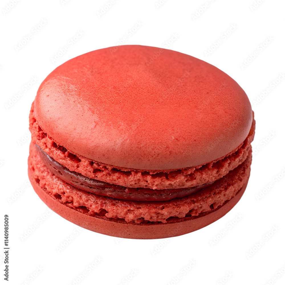 Delicious cherry flavored macaron french traditional dessert isolated on the transparent background Delicious cherry flavored macaron french traditional dessert isolated on the transparent background