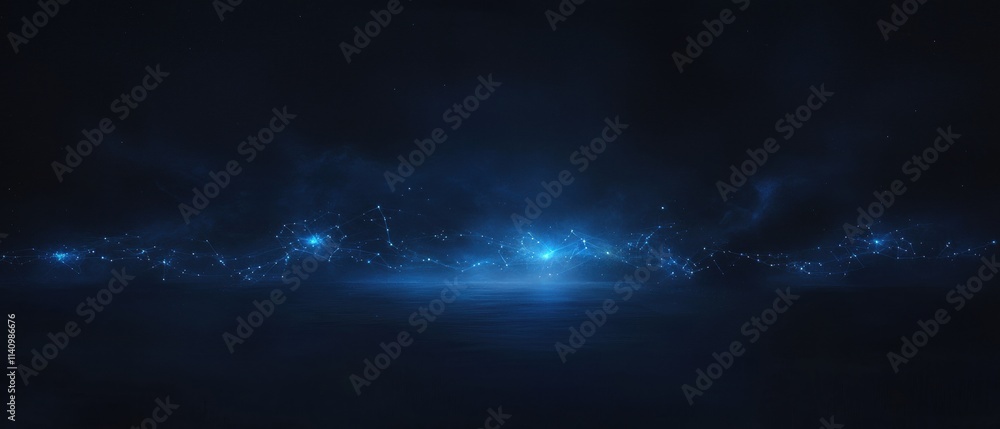 Dark blue abstract background with a dark sky and a body of water at the bottom. the water appears to be calm and still, reflecting the light from the sky. Dark blue abstract background with a dark sky and a body of water at the bottom. the water appears to be calm and still, reflecting the light from the sky.