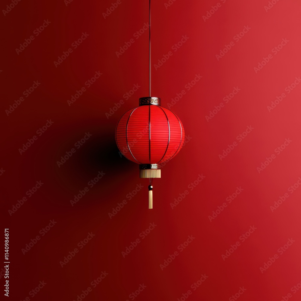 Fototapeta premium a red lamp hanging on a red wall