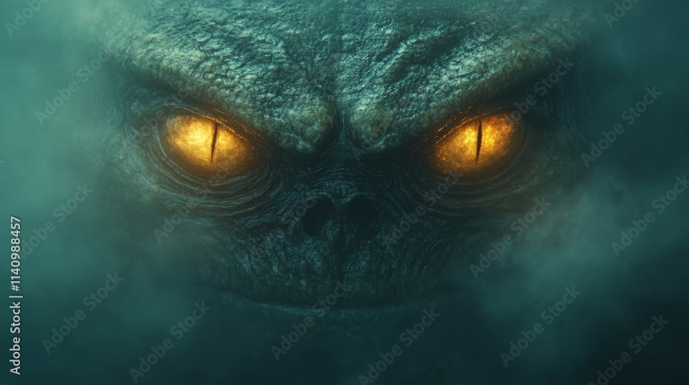 A monster with glowing eyes and a menacing expression A monster with glowing eyes and a menacing expression