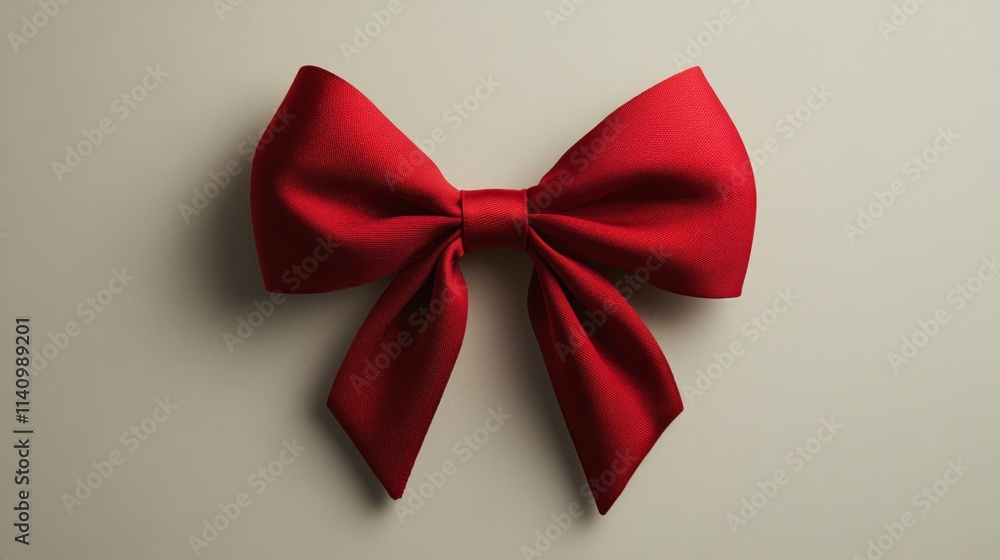 A Classic Red Satin Bow on a Neutral Background A Classic Red Satin Bow on a Neutral Background