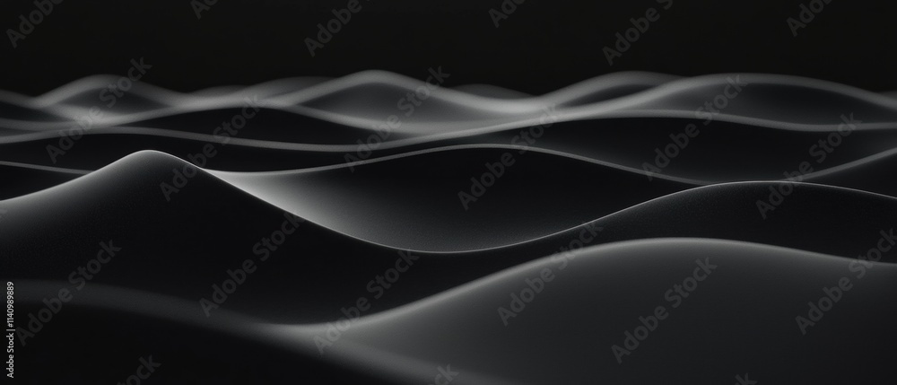 Obraz premium Black and white abstract background with multiple wavy lines that create a wave-like pattern.