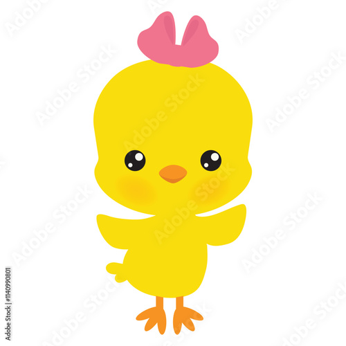 Cute Easter chick vector cartoon illustration