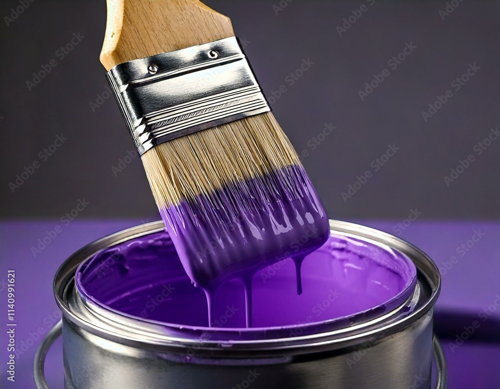 paint brush dipping in to purple paint