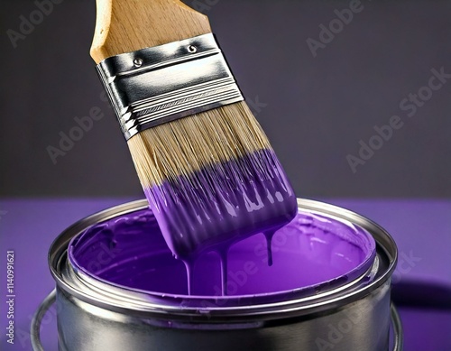 Obraz na płótnie paint brush dipping in to purple paint w salonie