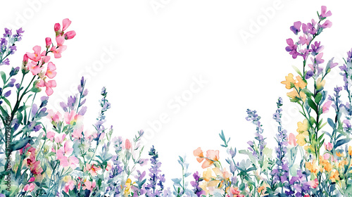 Fototapeta Naklejka Na Ścianę i Meble -  Snapdragon themed frame or border for photos, with tall spikes of colorful blooms, watercolor illustration, white color background