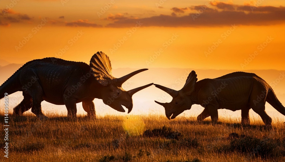 Fototapeta premium animal fighting in savanah 