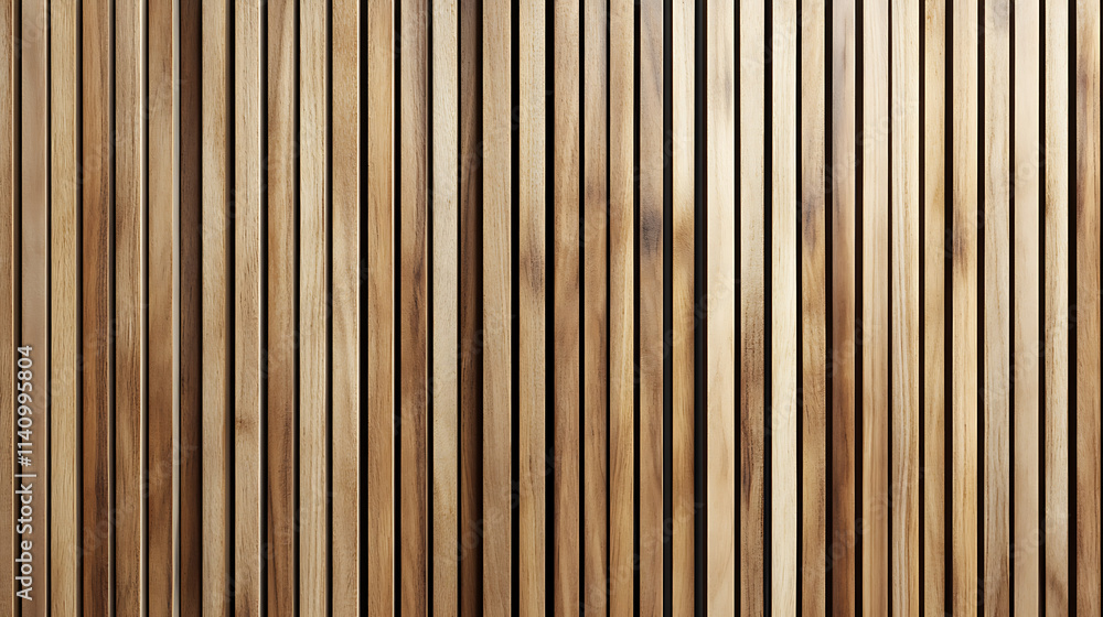 Wooden wall made of vertical panels, line slats made of wood for a modern interior Wooden wall made of vertical panels, line slats made of wood for a modern interior