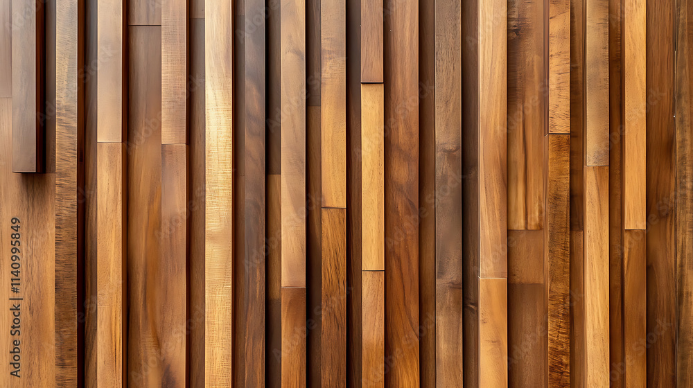 Wooden wall made of vertical panels, line slats made of wood for a modern interior Wooden wall made of vertical panels, line slats made of wood for a modern interior