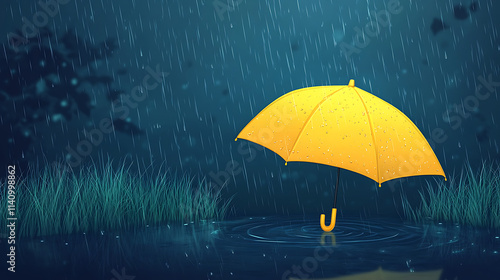 Wallpaper Mural Monsoon sale poster with yellow umbrella and rain Torontodigital.ca