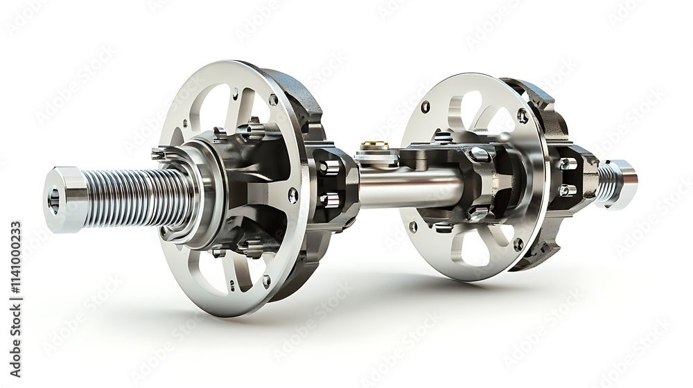 New automobile brake booster assembly on a white background New automobile brake booster assembly on a white background