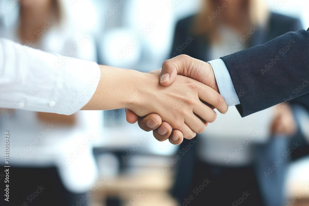 Young business people shaking hands in the office. Finishing successful meeting. Three persons
Young business people shaking hands in the office. Finishing successful meeting. Three persons