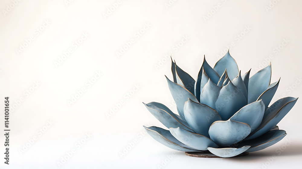 Fototapeta premium One single blue agave plant on white background
