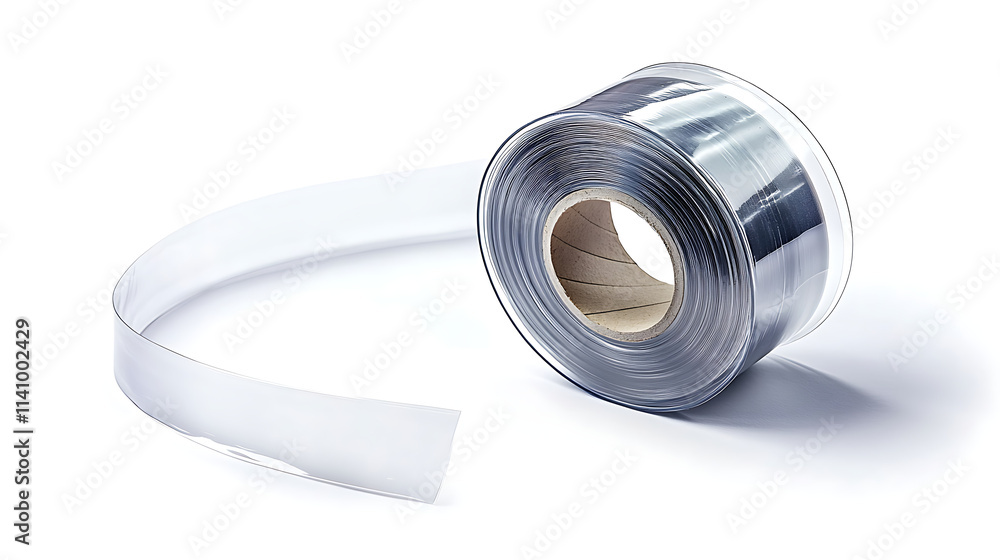 One single transparent adhesive duct tape roll isolated on white background One single transparent adhesive duct tape roll isolated on white background