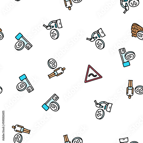 helminth worm parasite roundworm vector seamless pattern thin line illustration