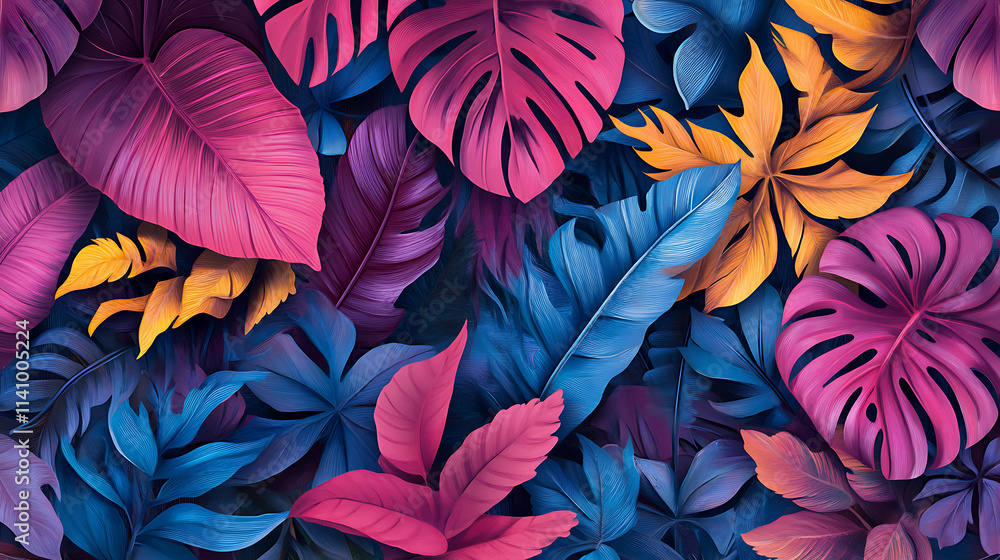 Summer tropical summer leaves and foliage background design Summer tropical summer leaves and foliage background design
