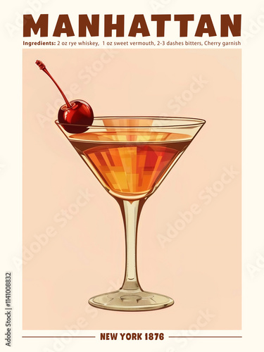 Manhattan Cocktail Poster New York 1876