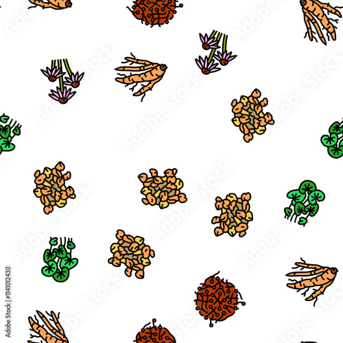 ayurvedic herbs medicine health vector seamless pattern thin line illustration