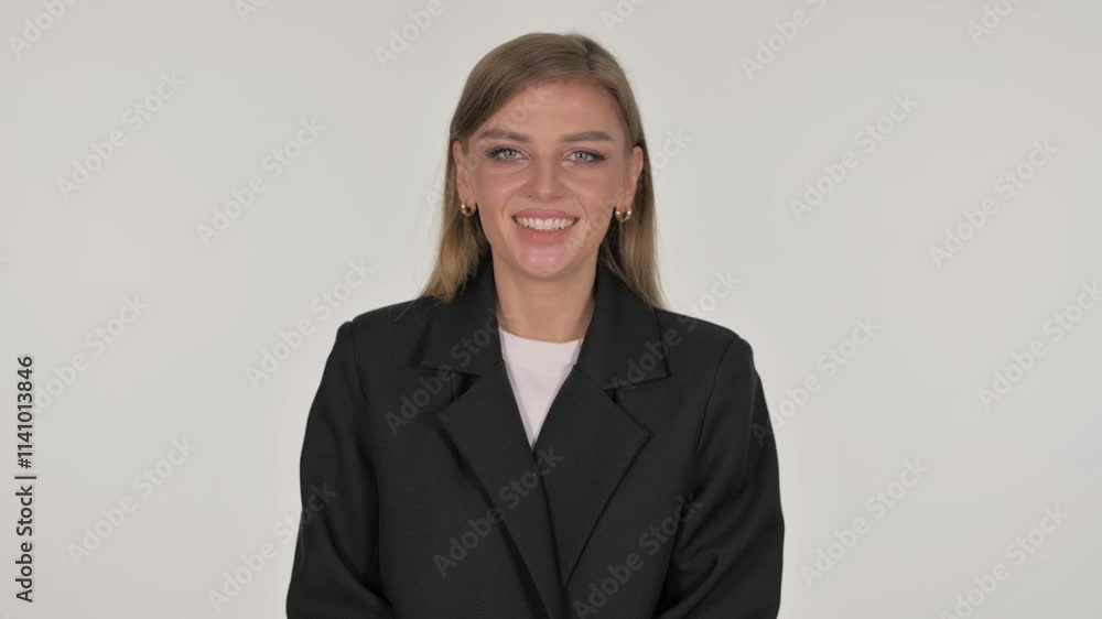 Portrait of Smiling Businesswoman on White Background Portrait of Smiling Businesswoman on White Background