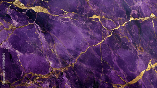 Elegant purple marble with golden veins creating a luxurious backdrop. Generative AI photo