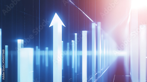 Wallpaper Mural Rising bar graph with an upward arrow, digital image, white background, concept of growth or progress Torontodigital.ca