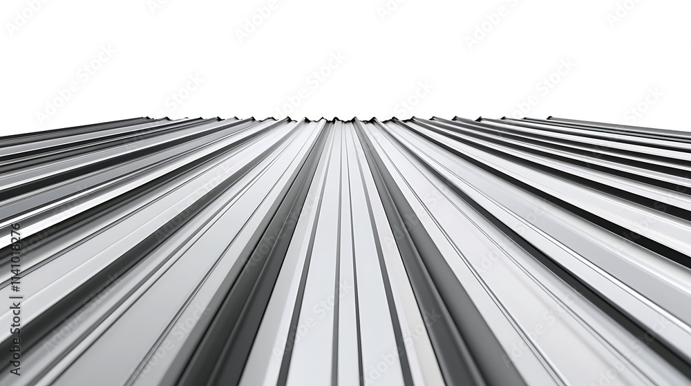 Naklejka premium Isolated corrugated metal sheets against a white backdrop, 3d illustration
