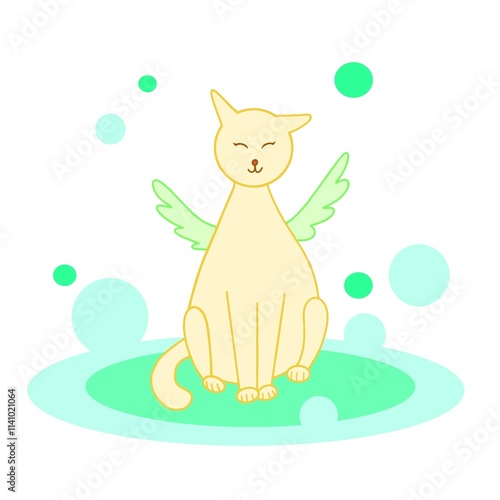 Postcard fantasy cat with wings