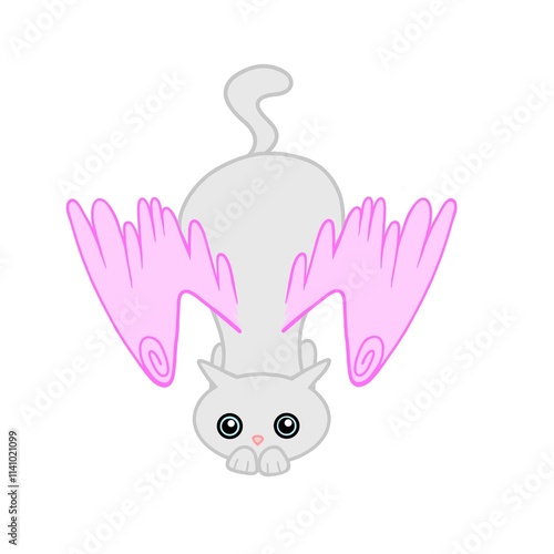 Postcard fantasy cat with wings photo