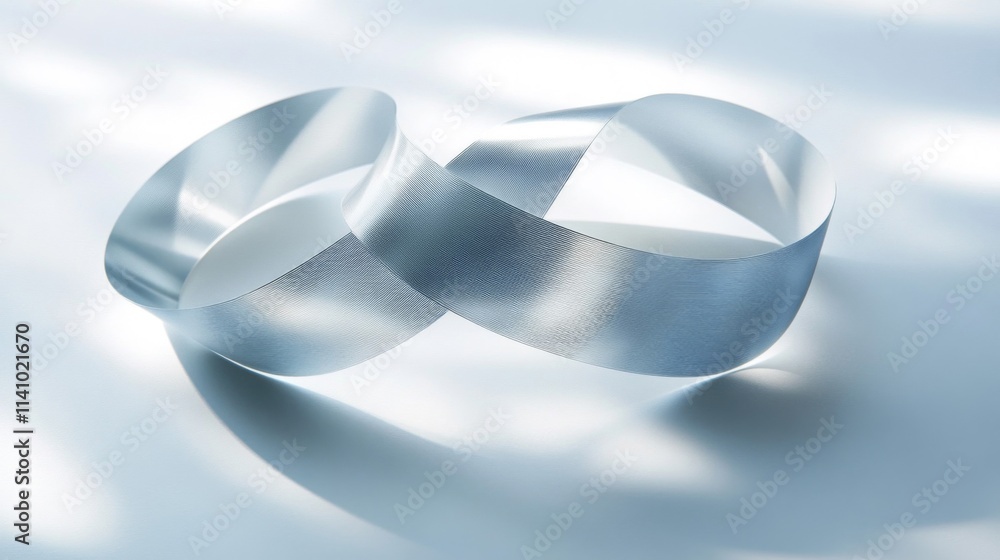 Intertwined Silver Ribbons Form Abstract Shape Intertwined Silver Ribbons Form Abstract Shape