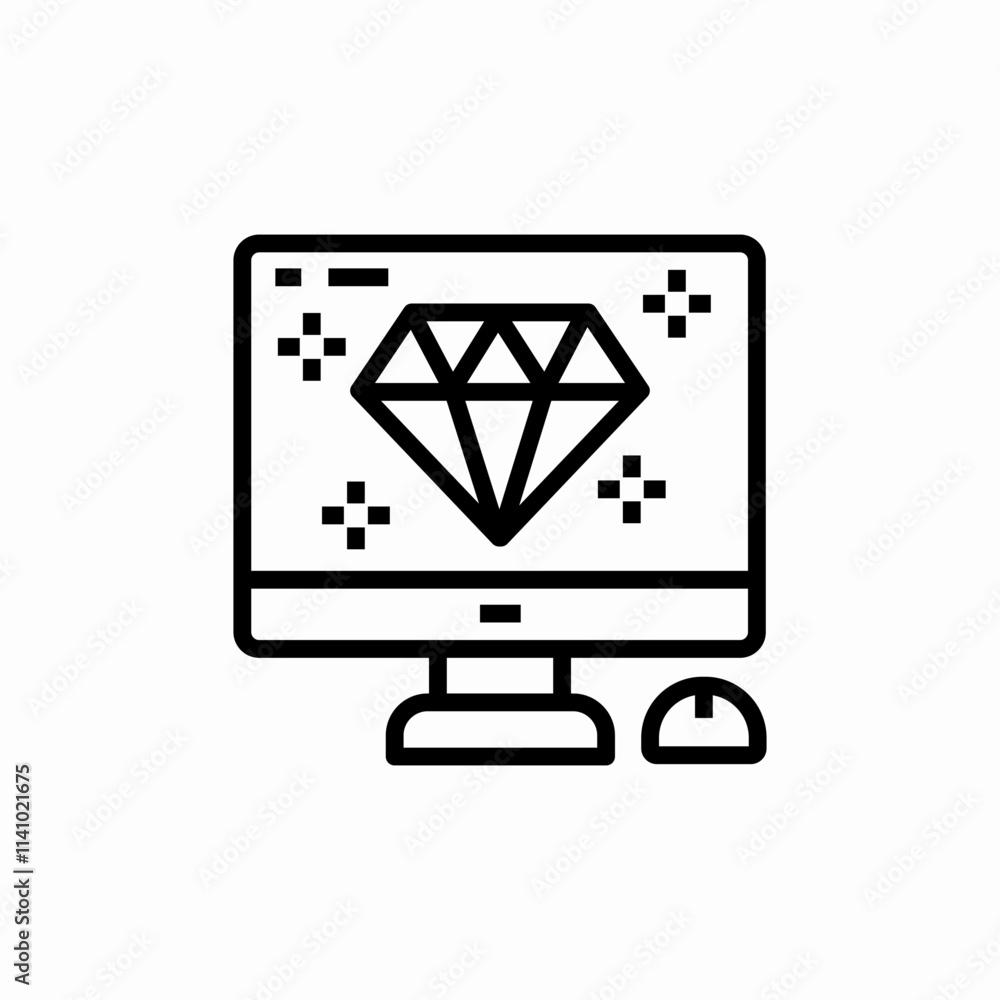 computer jewelry online store icon sign vector computer jewelry online store icon sign vector