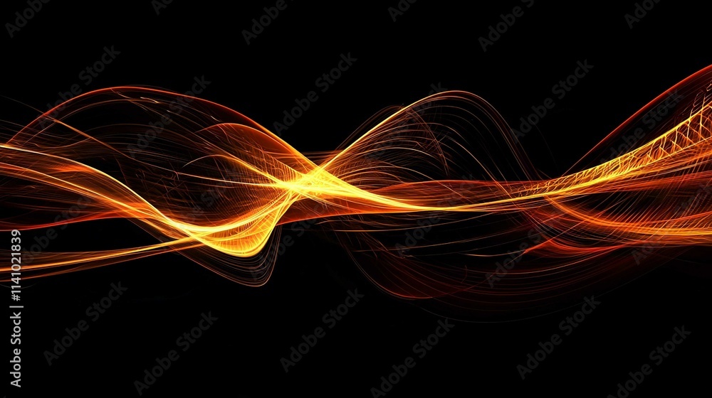 Dynamic Fractal Wave of Glowing Fire Lines in Black Wallpaper Background Dynamic Fractal Wave of Glowing Fire Lines in Black Wallpaper Background