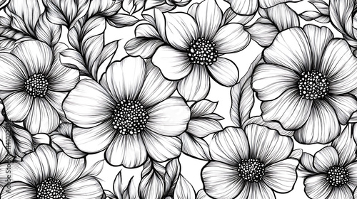 Wallpaper Mural Hand-drawn harmony: a serene floral pattern in neutral tones Torontodigital.ca