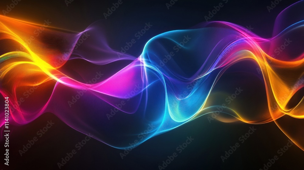 Abstract wave patterns in vibrant colors on a dark background. Abstract wave patterns in vibrant colors on a dark background.