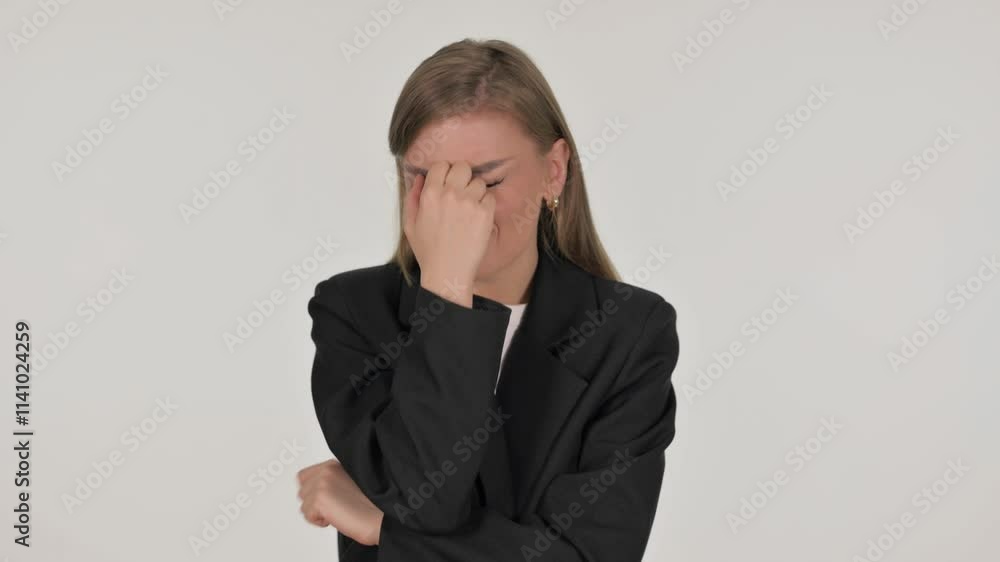 Portrait of Businesswoman Reacting to Failure on White Background Portrait of Businesswoman Reacting to Failure on White Background