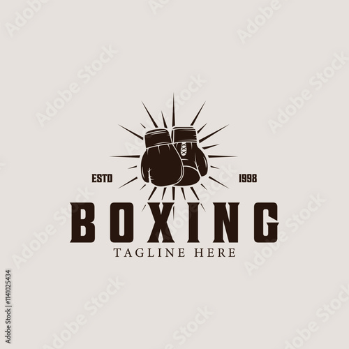 boxing gloves logo vector vintage illustration design, sign and symbol