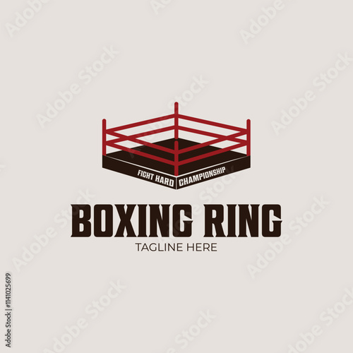 boxing ring, sport fight club, kickboxing logo vector vintage illustration template icon graphic design, sign and symbol for winner suitable for business gym