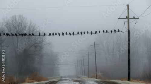 Birds returning from warmer climates, gathering on power lines