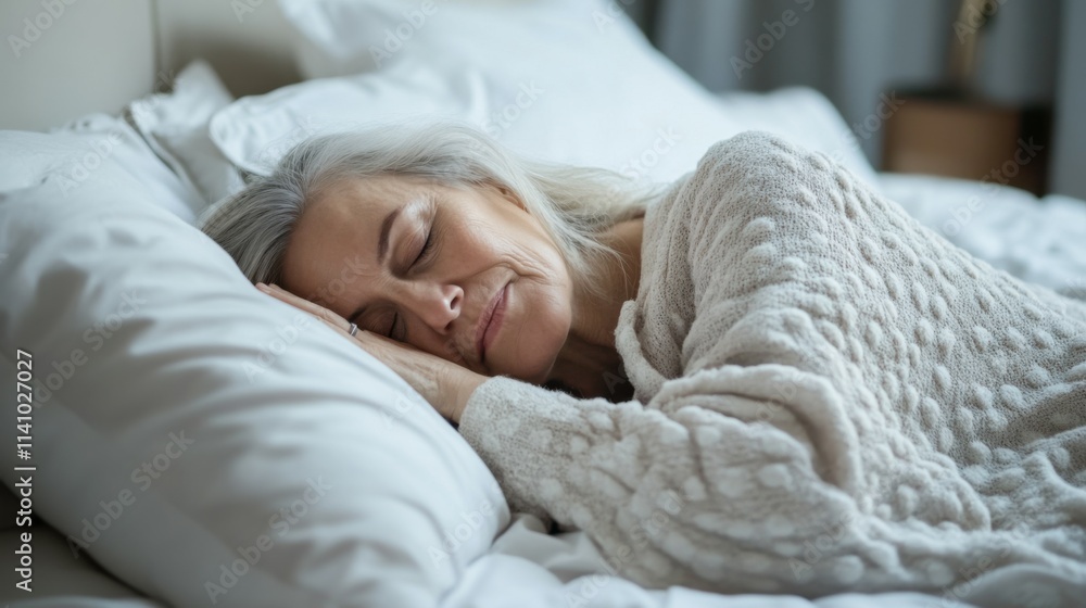 old age and people concept - senior woman sleeping in bed at home bedroom old age and people concept - senior woman sleeping in bed at home bedroom