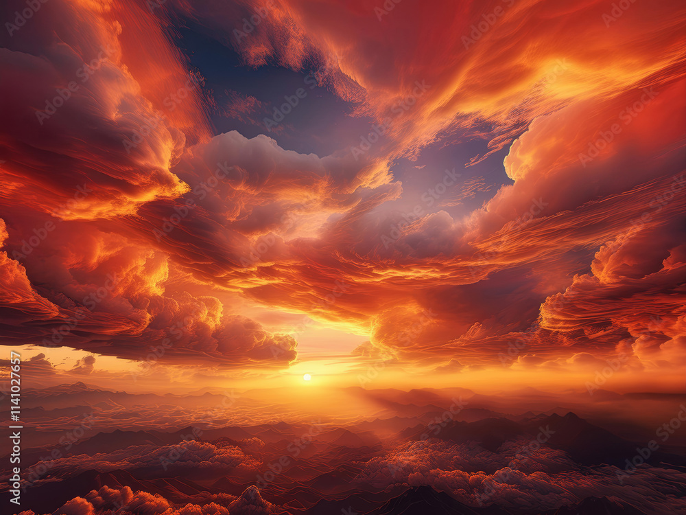 Fototapeta premium Morning clouds, generative AI