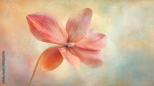 A delicate pink flower against a soft, pastel background, evoking tranquility and beauty.