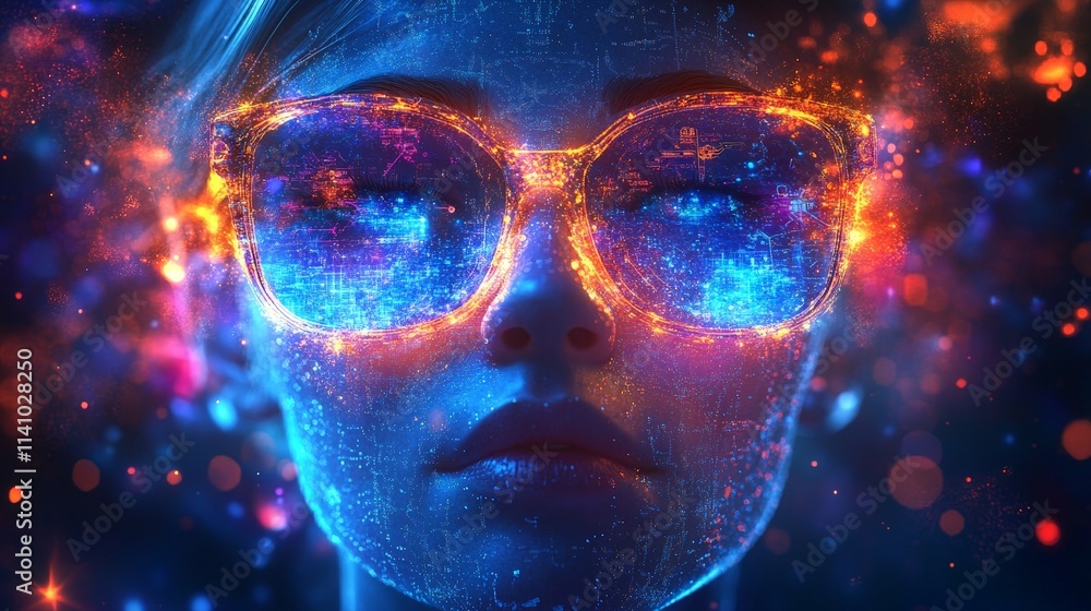 Abstract Digital AI Visualization with Glowing Lights Abstract Digital AI Visualization with Glowing Lights