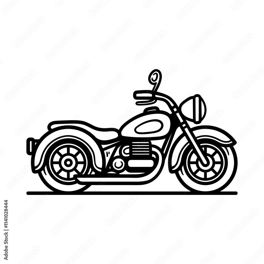 Fototapeta premium big motorcycle isolated drawing line art style sketch classic vintage design illustration