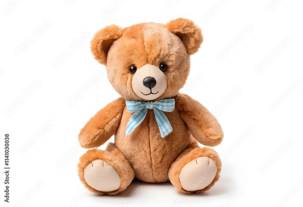 Fototapeta premium Adorable Brown Teddy Bear with Blue Bow Toy Photography